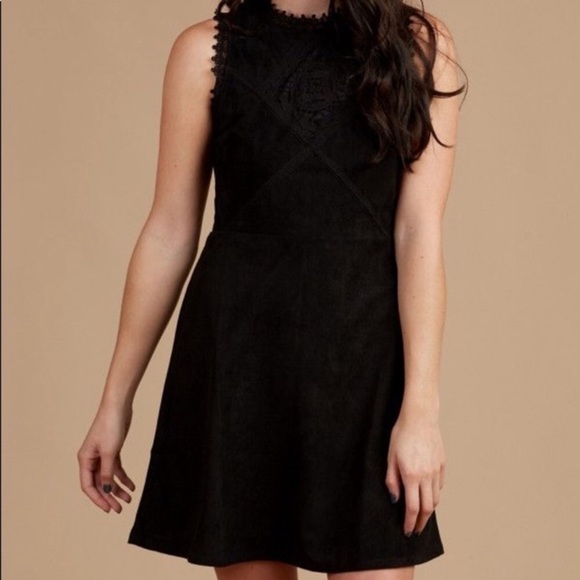 Altar’d State Sleeveless Black Suede Lace Dress Size Medium - Picture 2 of 11